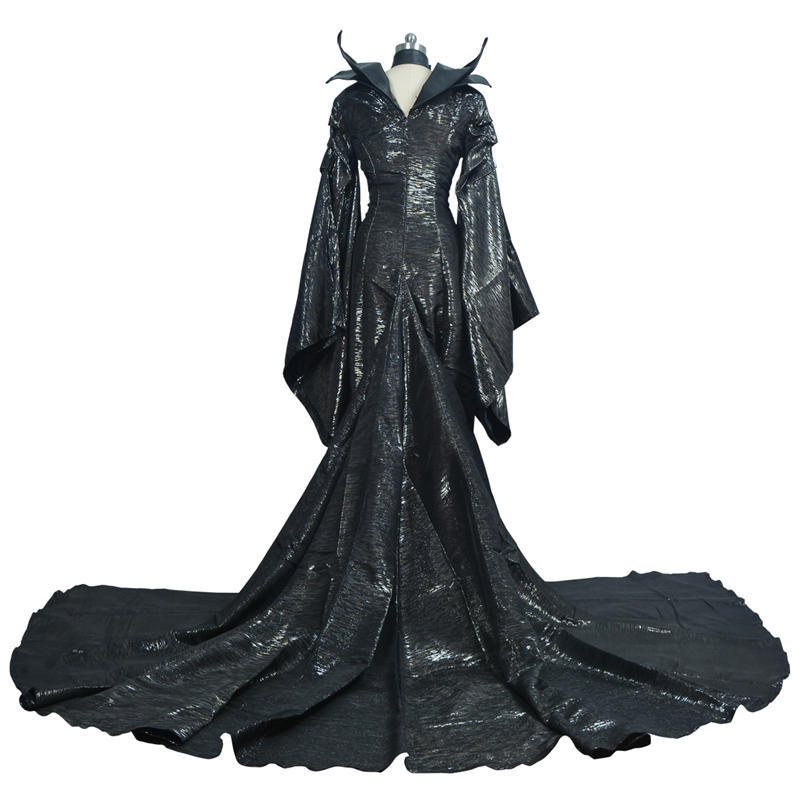 Disney Maleficent Costume Mistress of Evil Black Witch Angelina Jolie Cosplay Dress Hat Takerlama