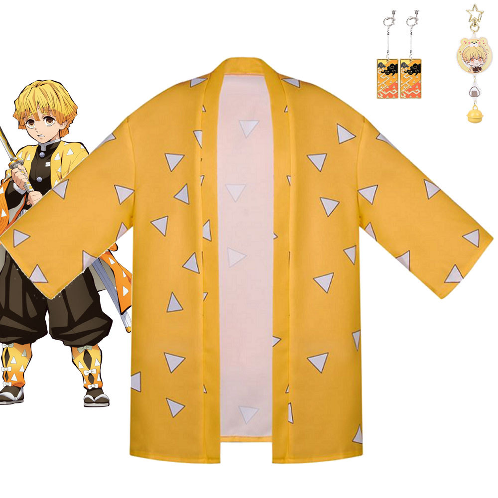 Demon Slayer Kimetsu no Yaiba Agatsuma Zenitsu Short Cloak with Accessories