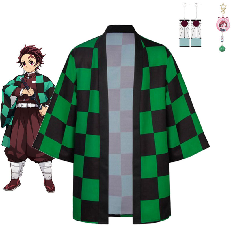 Adutls Kamado Tanjirou Short Cloak Demon Slayer Kimetsu no Yaiba with Accessories