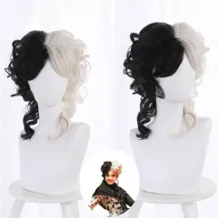 Cruella Cosplay Wig Evil Madame Cruella De Vil Emma Stone Costume Hair Halloween(Ready to Ship) Takerlama