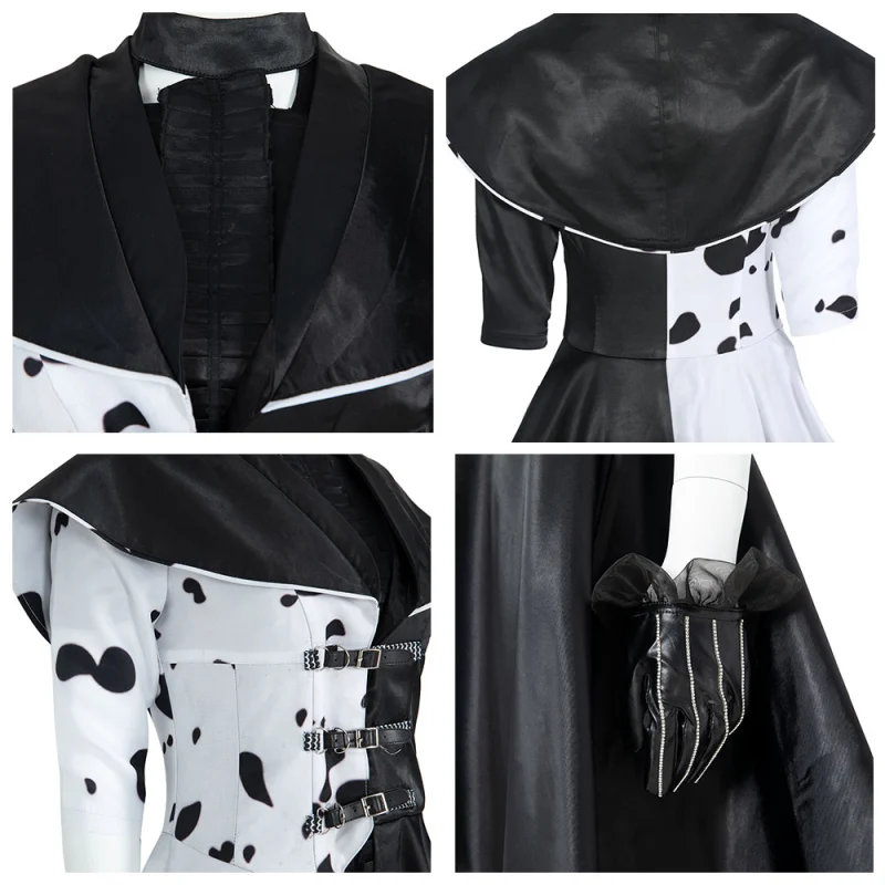 Cruella De Vil Emma Stone Black White 2021 Cosplay Costume