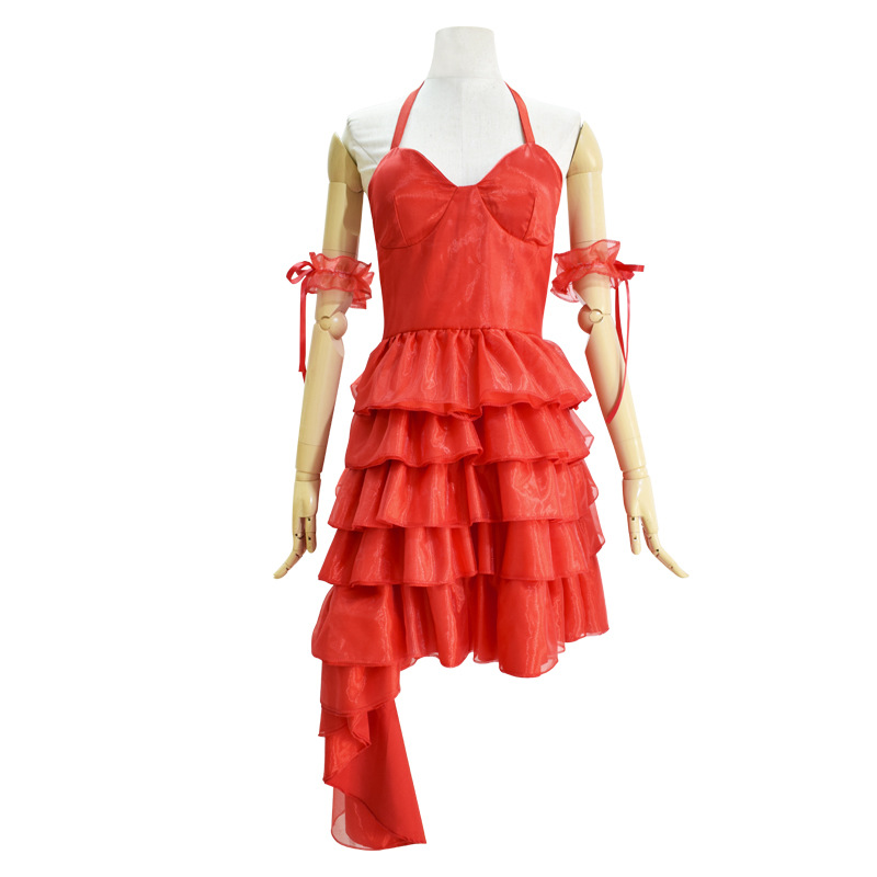 The Suicide Squad 2021 Harley Quinn Red Dress Cosplay Costume-Takerlama