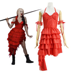 The Suicide Squad Harley Quinn Red Dress Cosplay Costume