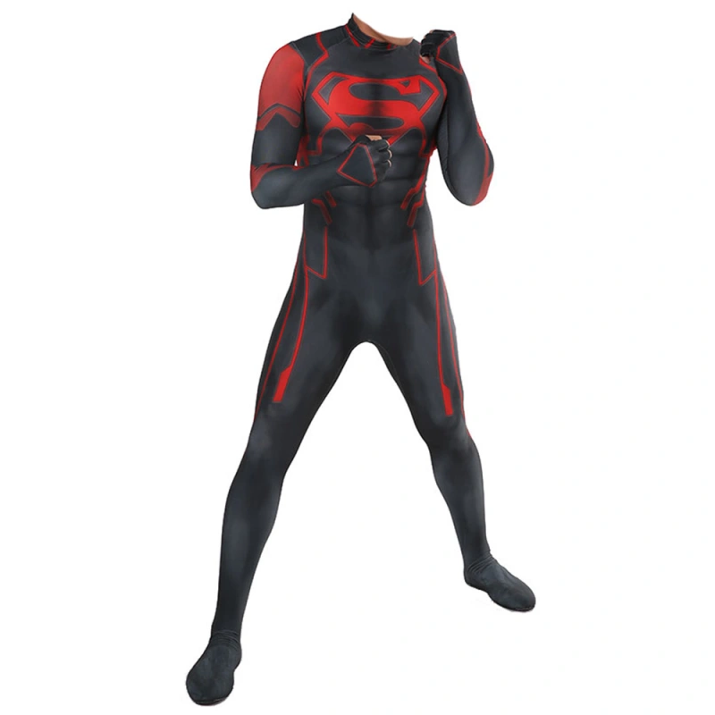 Man of Steel Superman Black Red Cosplay Costume Adult Kids