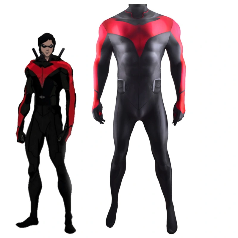 Teen Titans: Judas Contract Nightwing Red Body Suit Adult Kids-Takerlama