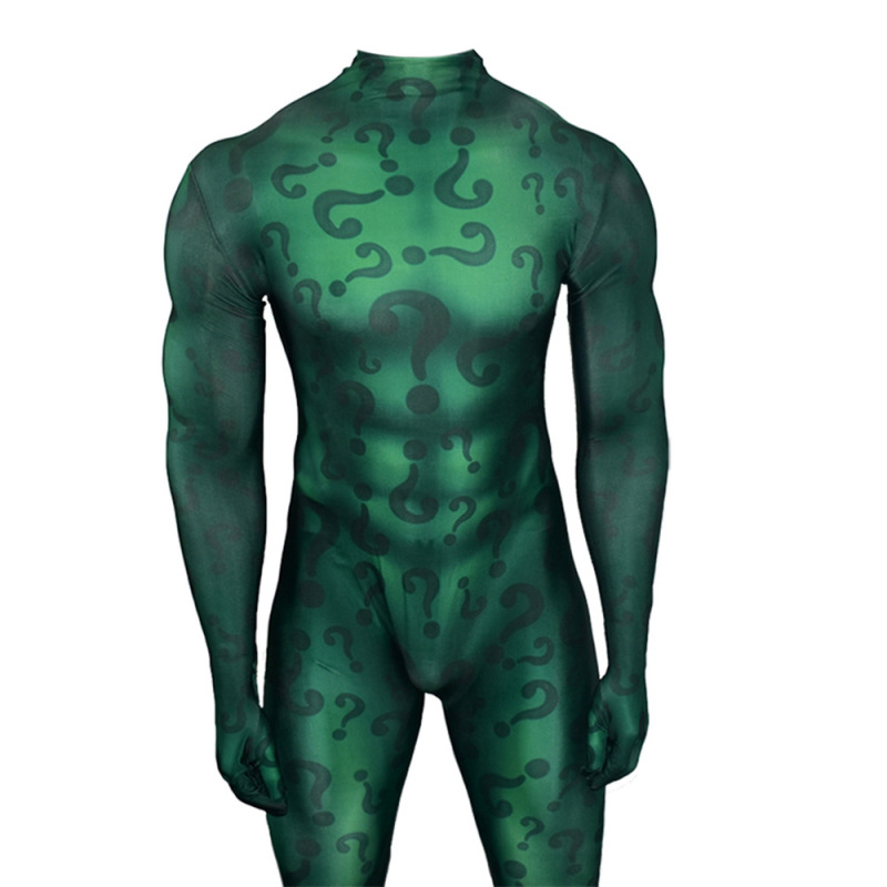 The Riddler Costume Edward Nigma Nashton Cosplay Bodysuit Adult Kids