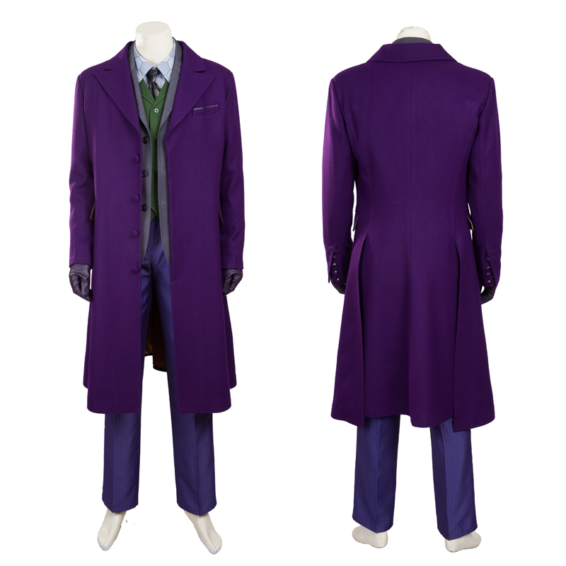Joker Costume Heath Ledger Purple Suit Batman Dark Knight Rise Arthur Fleck Halloween Cosplay