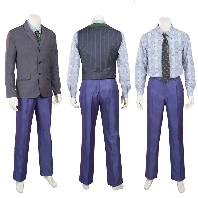 Joker Costume Heath Ledger Purple Suit Batman Dark Knight Rise Arthur Fleck Halloween Cosplay