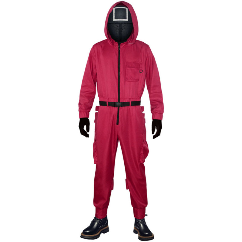 Squid Game Soldier Red Jumpsuit Cosplay Costume (No mask)