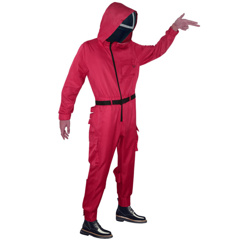 Squid Game Soldier Red Jumpsuit Cosplay Costume (No mask)