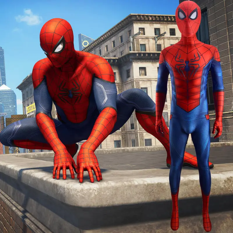 Game SPIDERMAN PS4 Spiderman Costume Superhero Cosplay Adult Halloween  Costume