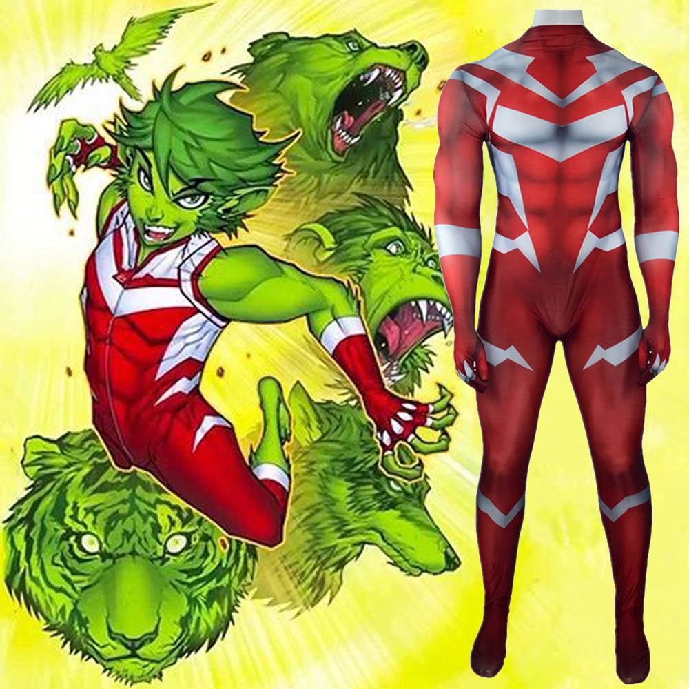 Takerlama DC Comics Beast Boy Cosplay Costume Adult Kids