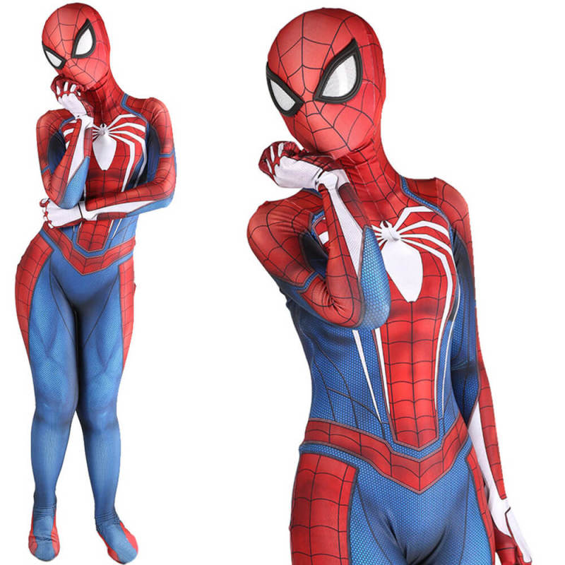Women Spider-Man PS4 Costume Peter Parke Cosplay Jumpsuit Adults Kids