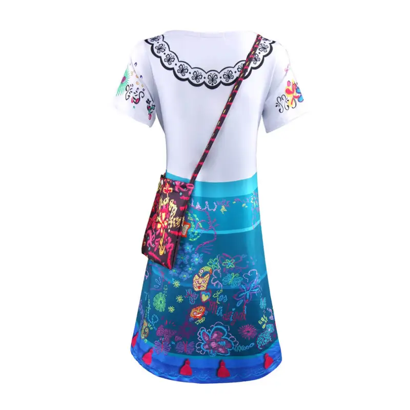 Girls Magical Encanto Mirabel Cosplay Dress with Bag Child DISNEY