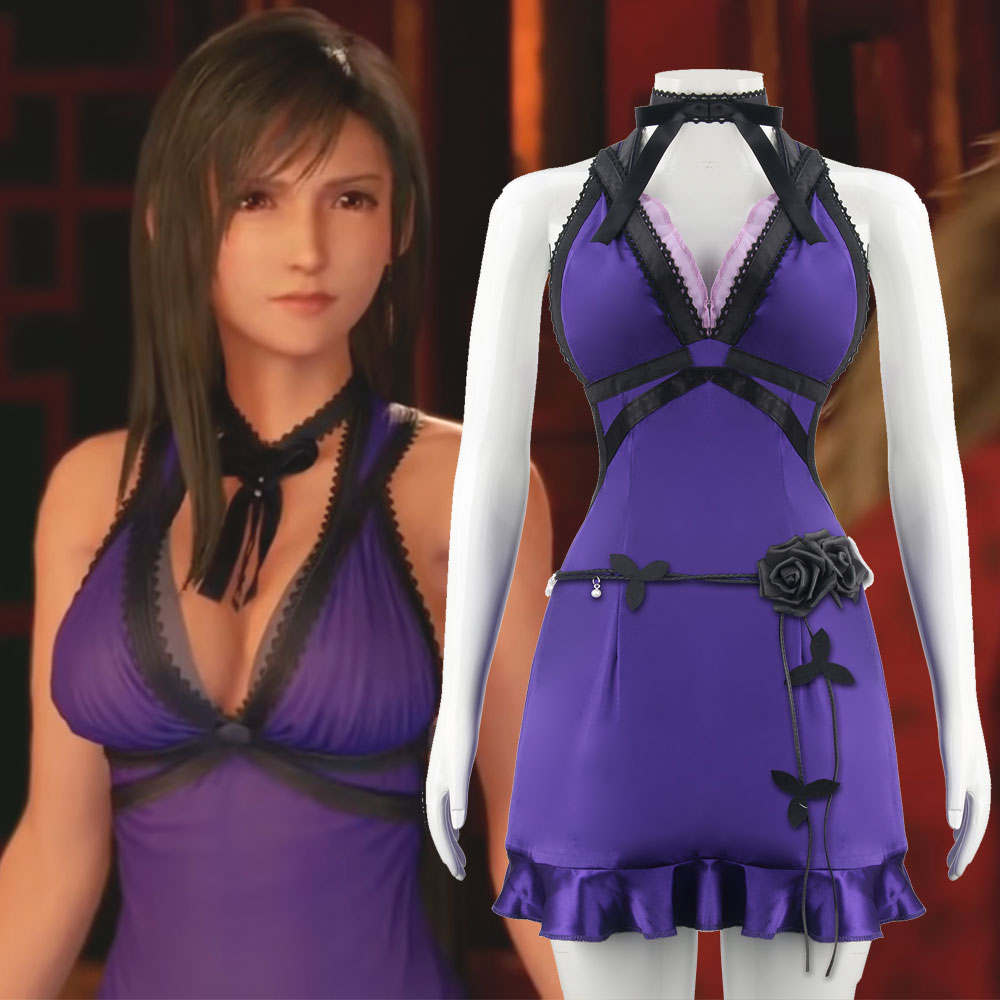 Final Fantasy VII Remake Tifa Lockhart Dress Cosplay Costume-Takerlama