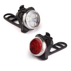 NOFONDA USB Rechargeable LED Bicycle Lights Front Headlight and Rear