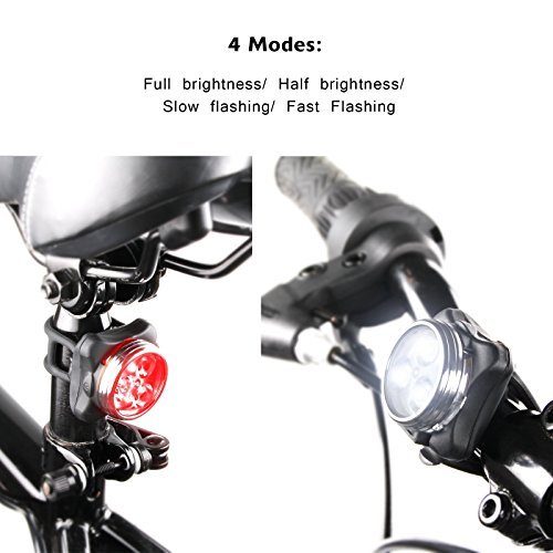 NOFONDA USB Rechargeable LED Bicycle Lights Front Headlight and Rear