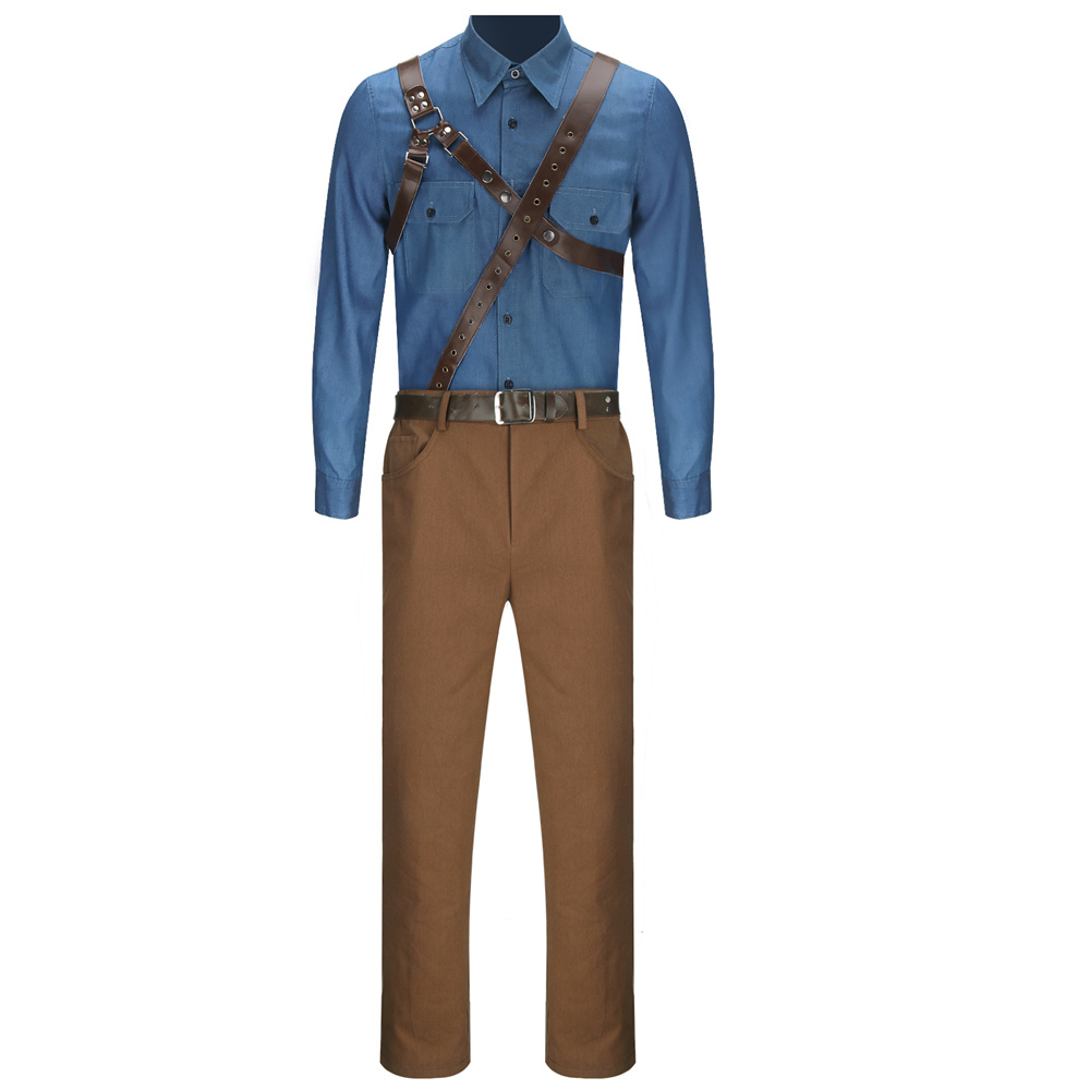 Movie Ash vs Evil Dead Ash Williams Cosplay Costume Blue Uniform Outfits