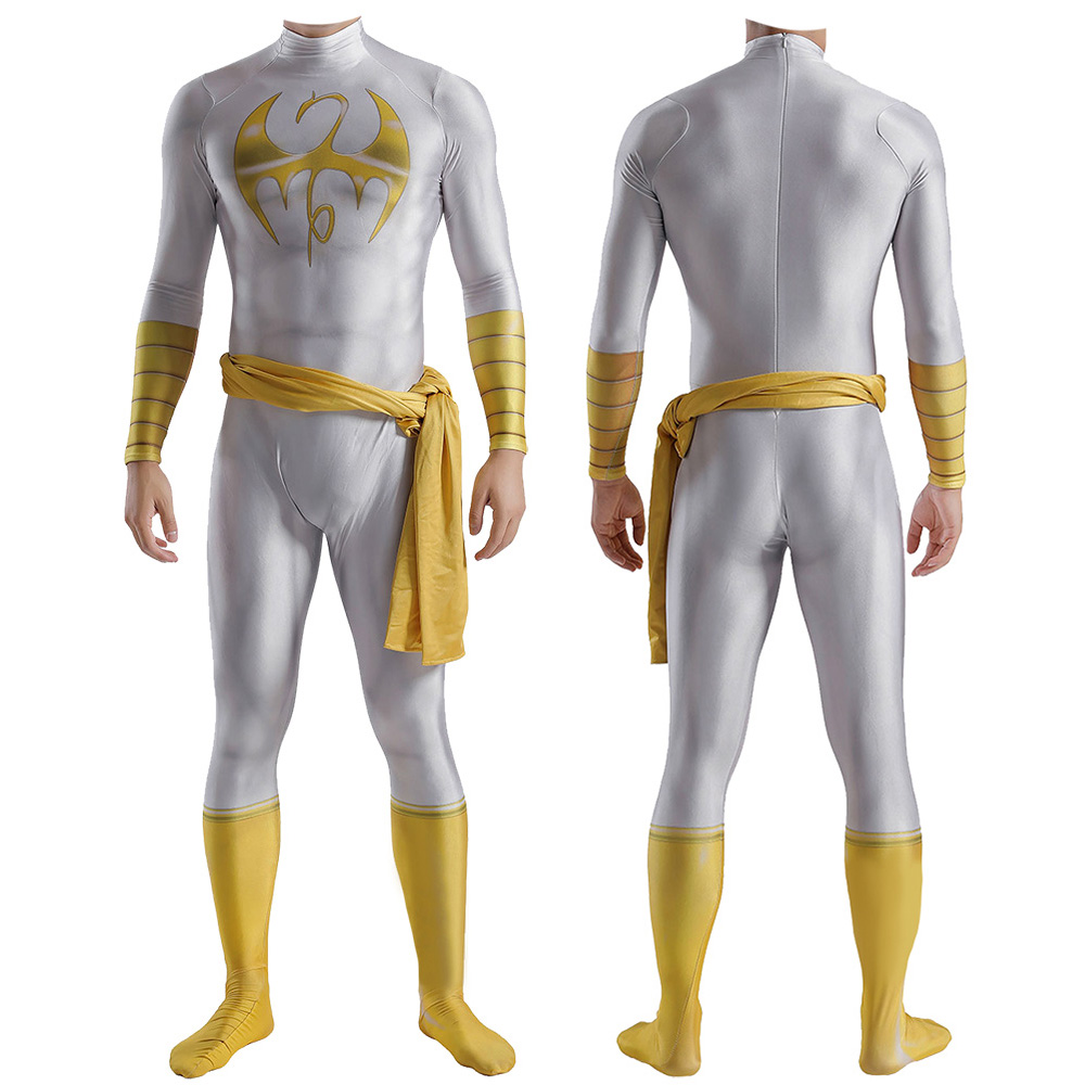 Takerlama Marvel Iron Fist Danny Rand Superhero Cosplay Costume White Bodysuit 