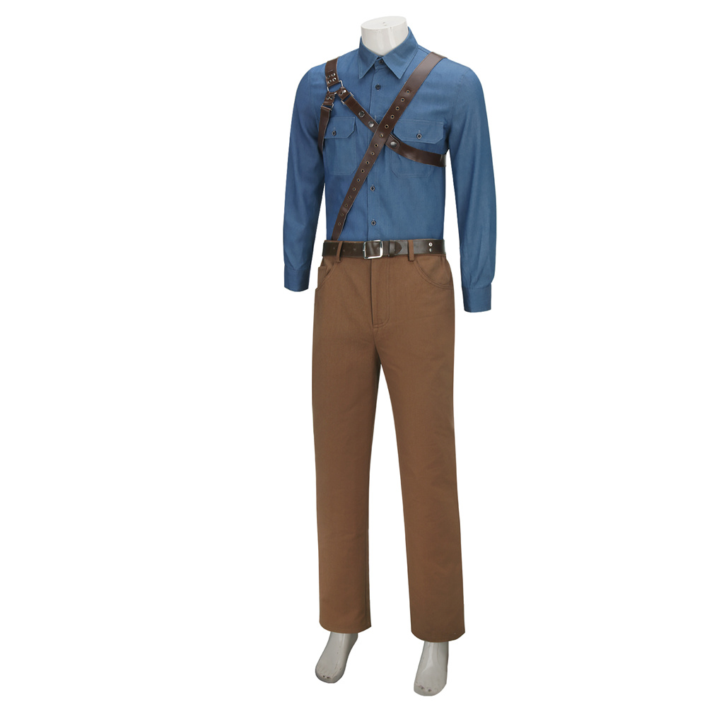 Movie Ash vs Evil Dead Ash Williams Cosplay Costume Blue Uniform Outfits