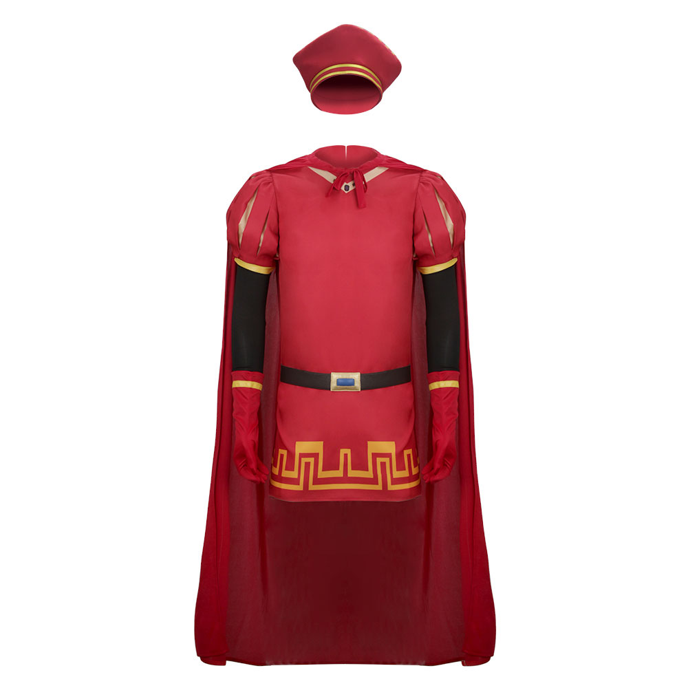 Shrek Lord Farquaad Cosplay Costume Halloween Red Robe Cap Takerlama