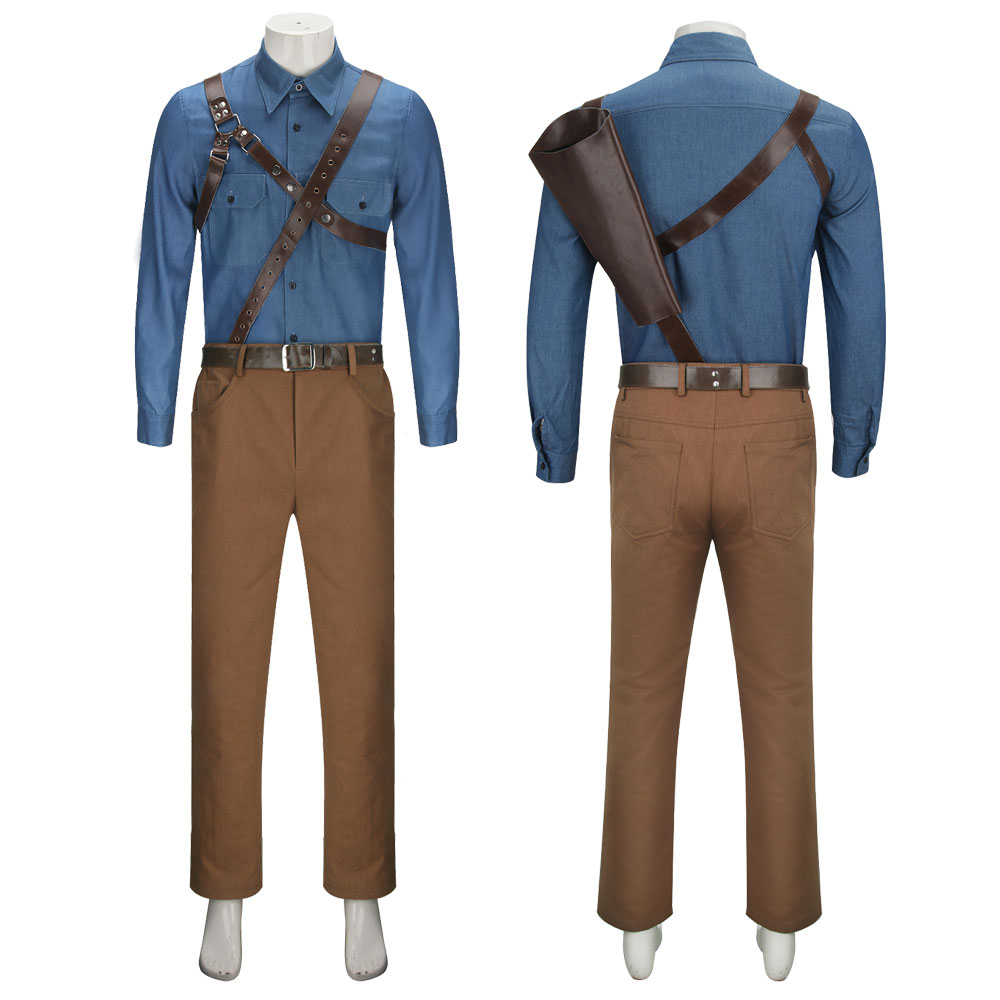Movie Ash vs Evil Dead Ash Williams Cosplay Costume Blue Uniform Outfits
