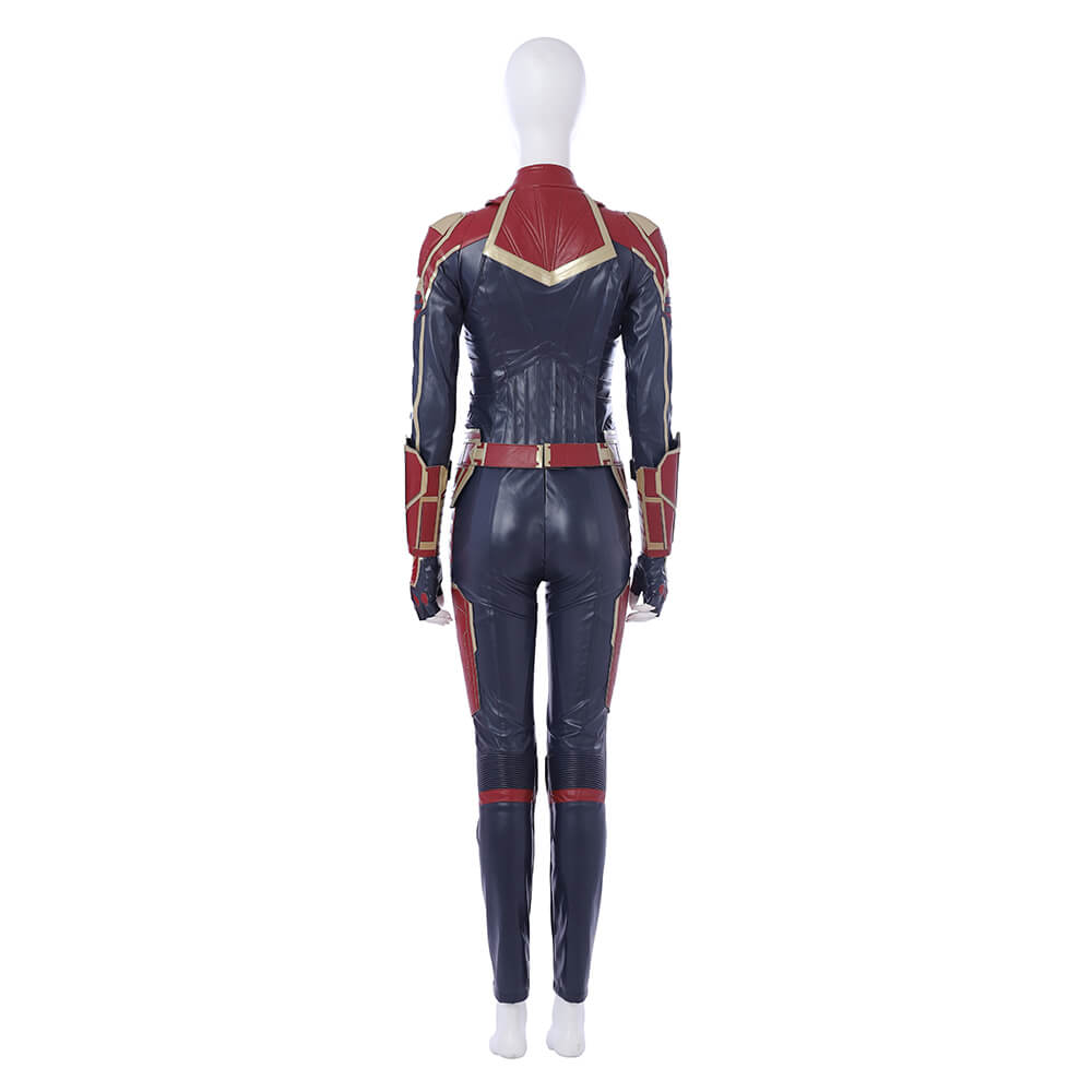 Deluxe Leather Captain Marvel Carol Danvers Cosplay Suit Shoes Helmet Takerlama