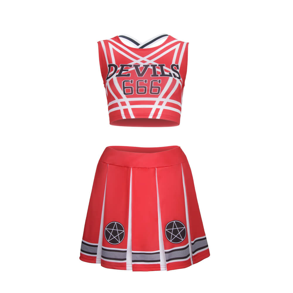 Deinfluencer 2022 Devils 666 Cheerleader Red Halloween Costume Uniform-Takerlama