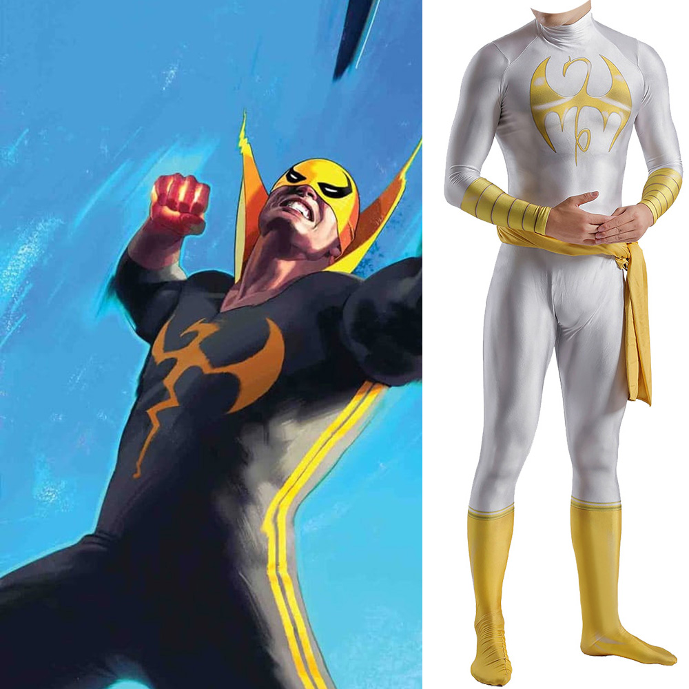 Takerlama Marvel Iron Fist Danny Rand Superhero Cosplay Costume White Bodysuit 