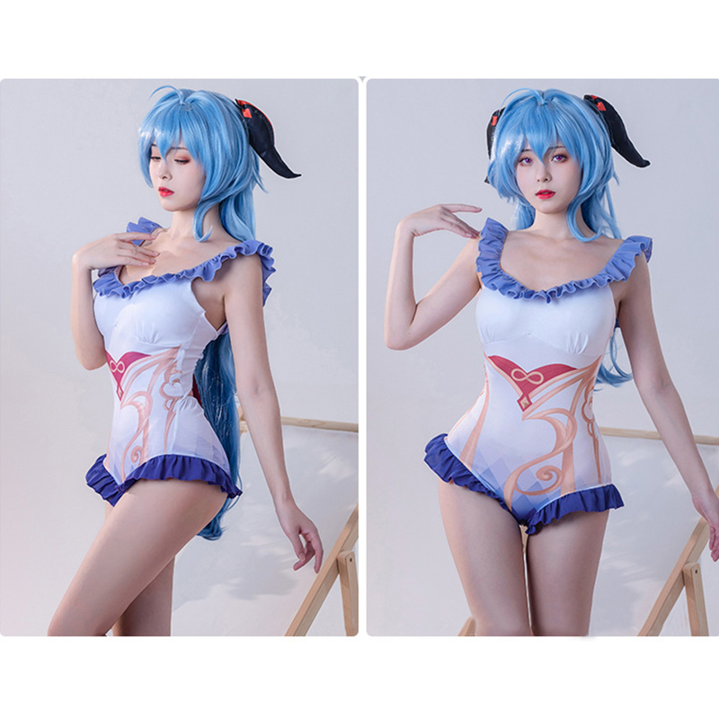 Game Genshin Impact Ganyu Swimsuit Cosplay Costume Wig Hair