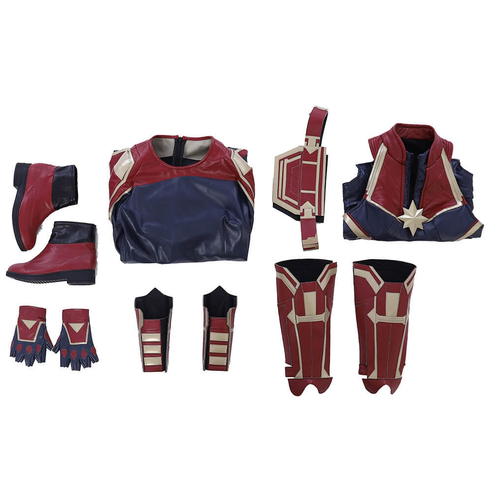 Deluxe Leather Captain Marvel Carol Danvers Cosplay Suit Takerlama