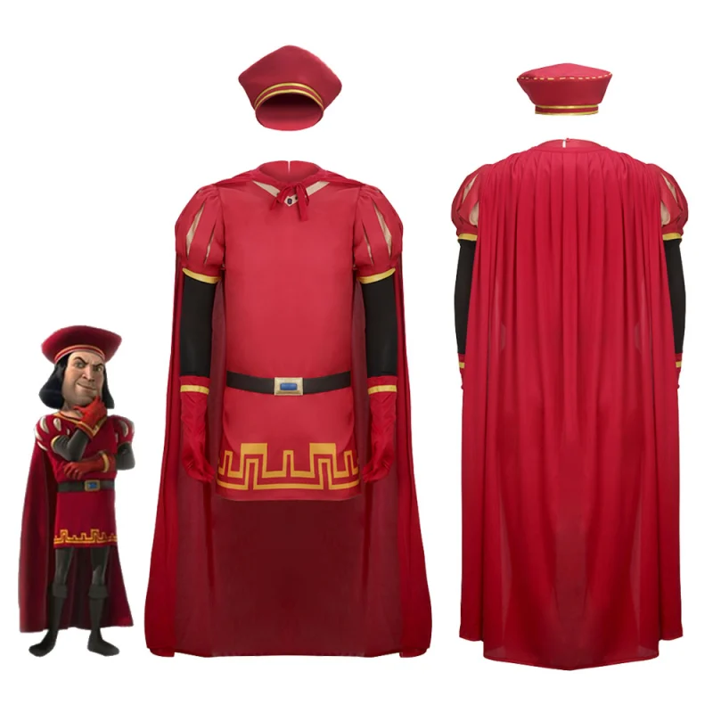 Lord Farquaad Halloween Cosplay Costume Shrek Red Robe Cape Takerlama (Ready To Ship）