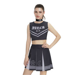 Deinfluencer 2022 Coven Witch Black Cheerleader Tops Skit Set  In Stock Takerlama