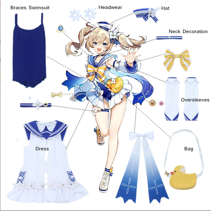 Genshin Impact Barbara Summertime Sparkle Cosplay Costume Swimsuit