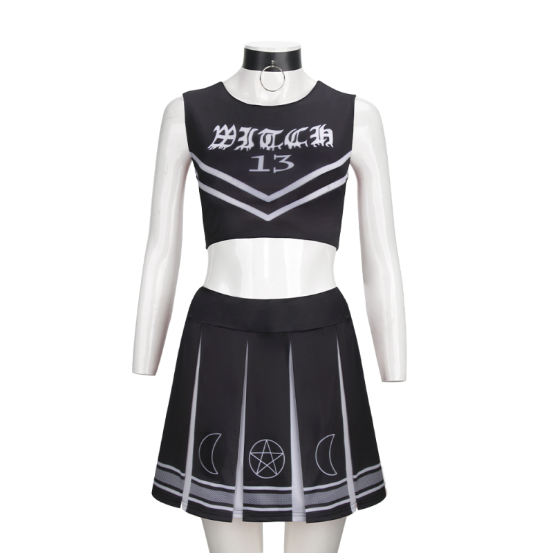 Deinfluencer 2022 Coven Witch Black Cheerleader Tops Skit Set  In Stock Takerlama