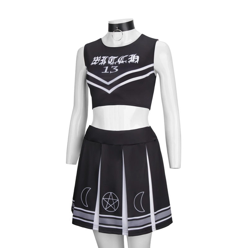 Deinfluencer 2022 Coven Witch Black Cheerleader Tops Skit Set  In Stock Takerlama