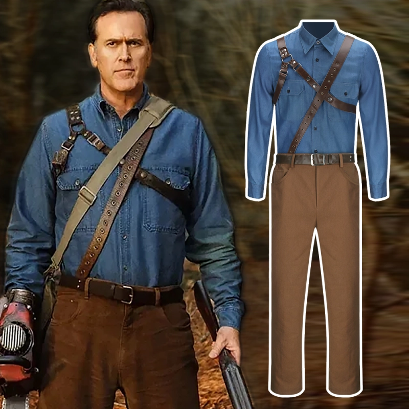 Ash Williams Cosplay Costume Blue Uniform Outfits Movie Ash vs Evil Dead(Ready To Ship) Takerlama