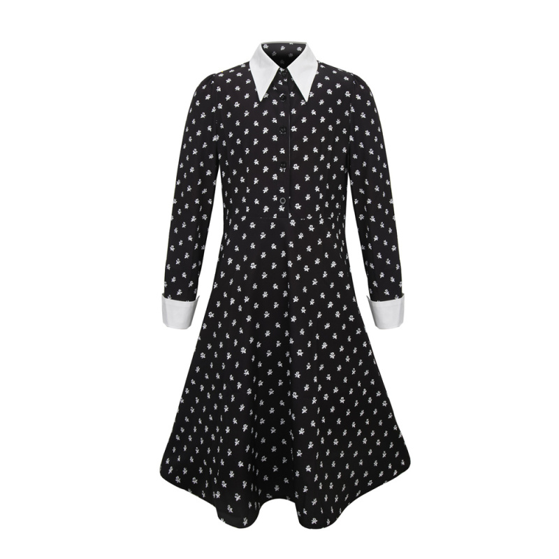 Wednesday The Addams Family Black Costume Cosplay Dress Adult Kids M XL In Stock