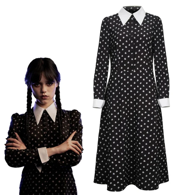 Wednesday The Addams Family Black Costume Cosplay Dress Adult Kids M XL ...