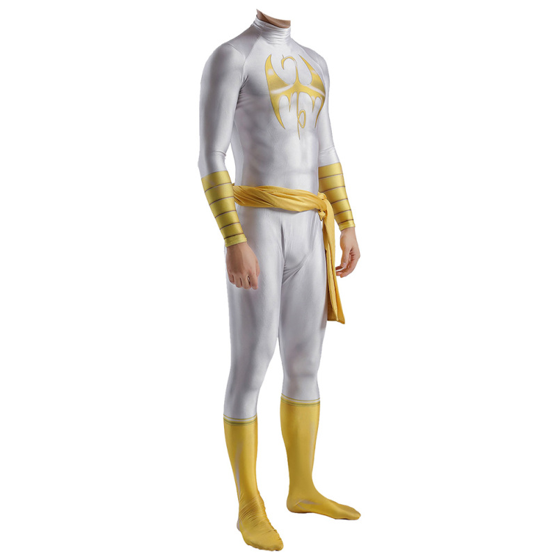 Iron Fist Danny Rand Superhero Cosplay Costume White Bodysuit With Belt