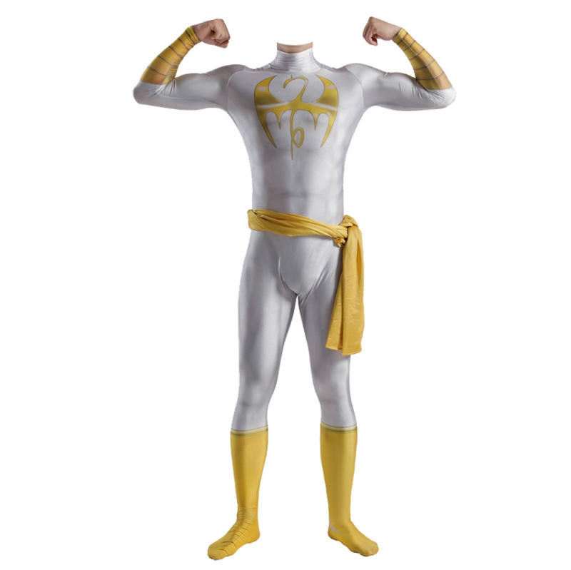 Iron Fist Danny Rand Superhero Cosplay Costume White Bodysuit With Belt