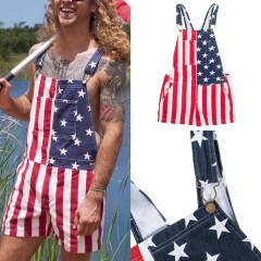 Independence Day Jumpsuit Star Stripe Suspender Pants 4th of July Clothing Overalls Stripe