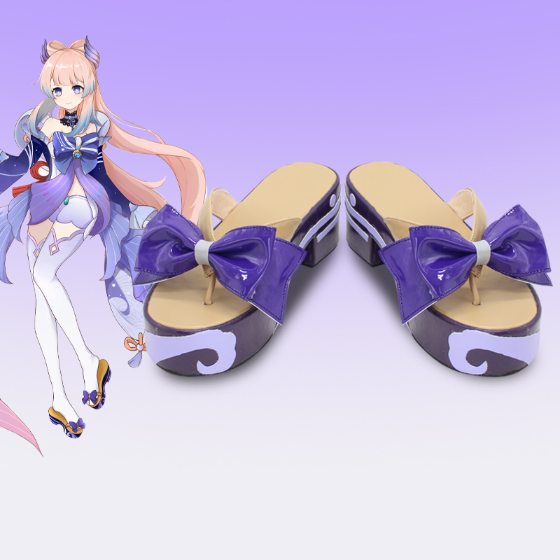 Game Genshin Impact Sangonomiya Kokomi Purple Cosplay Shoes Slippers