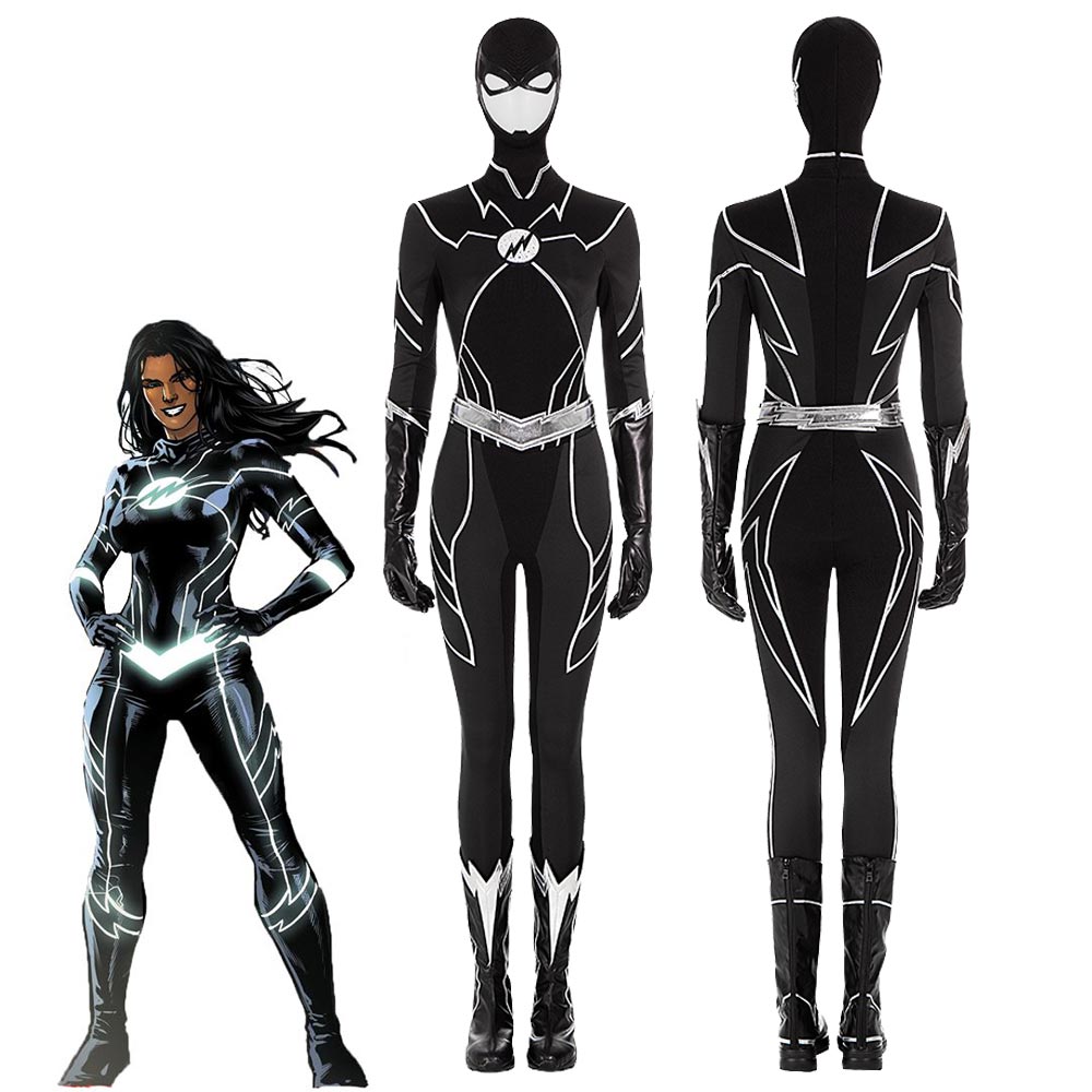 Meena Dhawan Cosplay Costumes DC The Flash Season 8 Fast Track Jumpsuit Boots-Takerlama