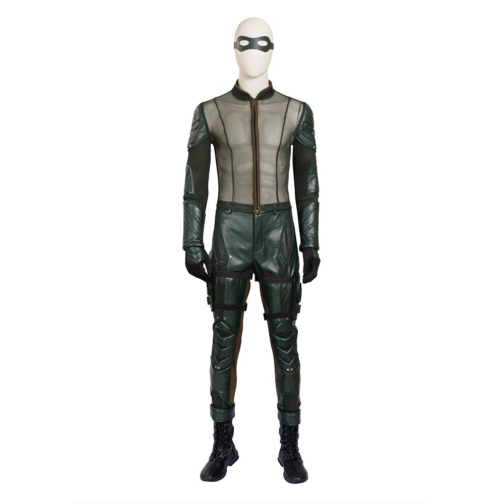 DC Comic Green Arrow Season 5 Oliver Queen Arrow Cosplay Costume With Boots Gloves Mask OutfitsTakerlama