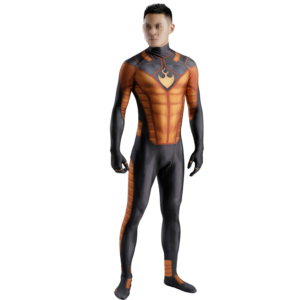 Human Torch Cosplay Costume Fantastic Four Johnny Storm Jumpsuit Takerlama