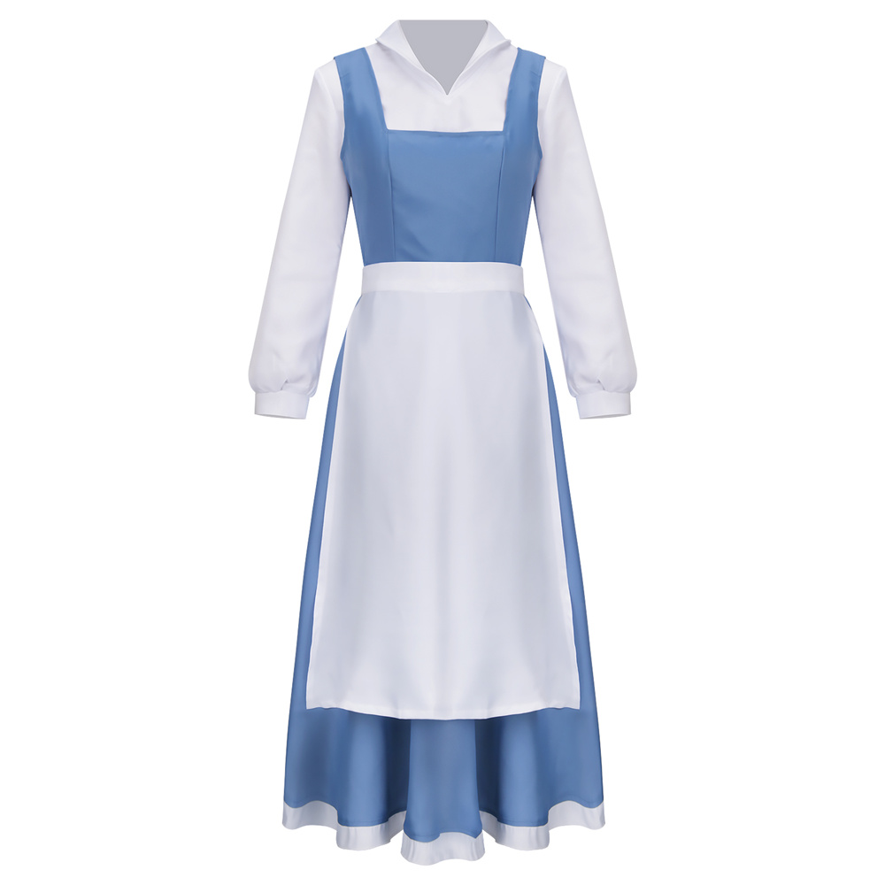 Beauty and Beast the Maid Gown Belle Apron Dress Outfit Cosplay Costume-Takerlama