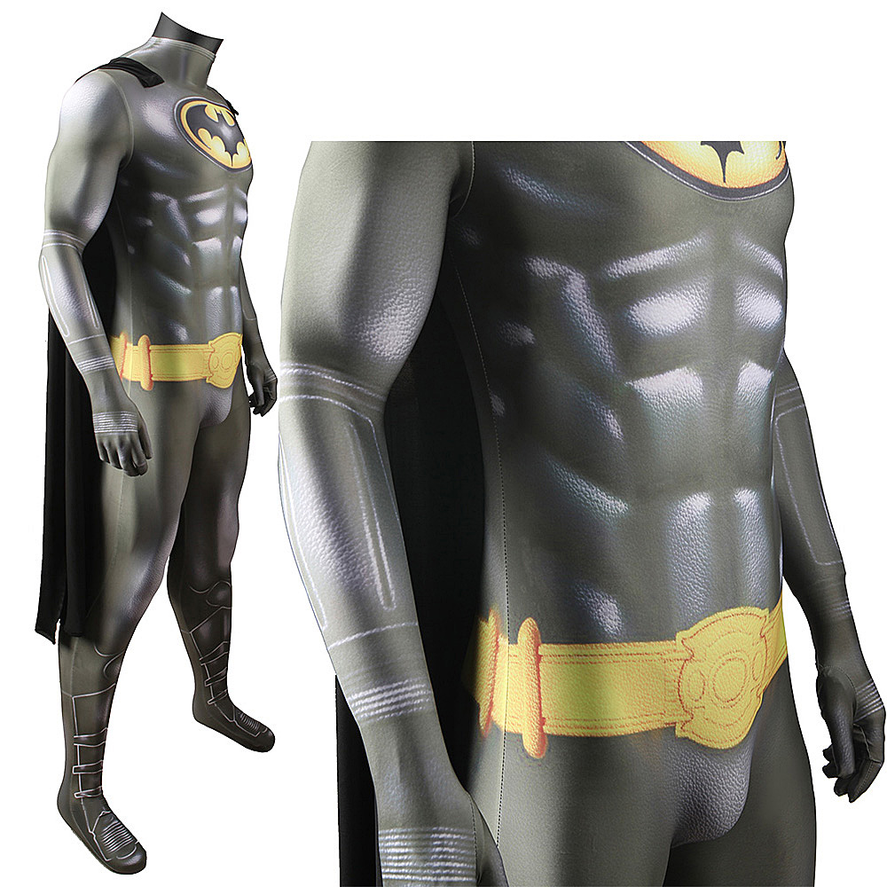 The Batman Cosplay Costume Michael Keaton Steel Superhero Grey Jumpsuit Cloak Takerlama