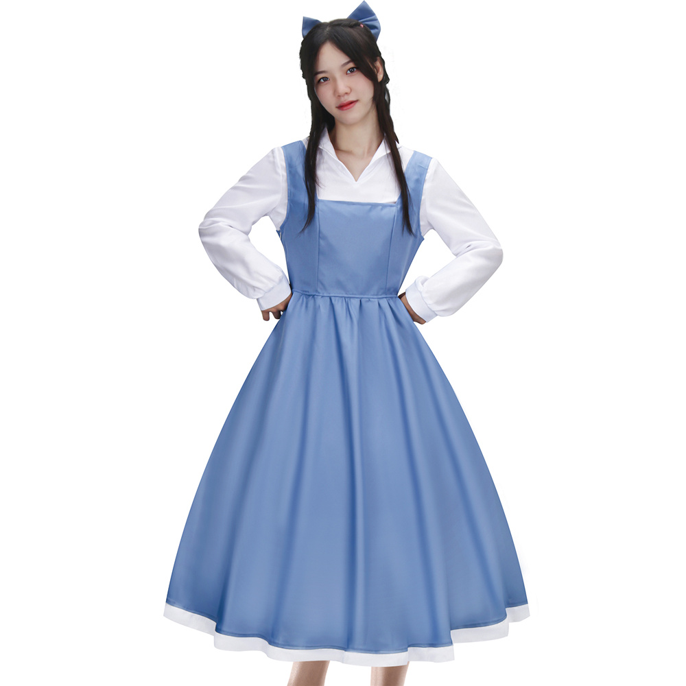 Beauty and Beast the Maid Gown Belle Apron Dress Outfit Cosplay Costume-Takerlama