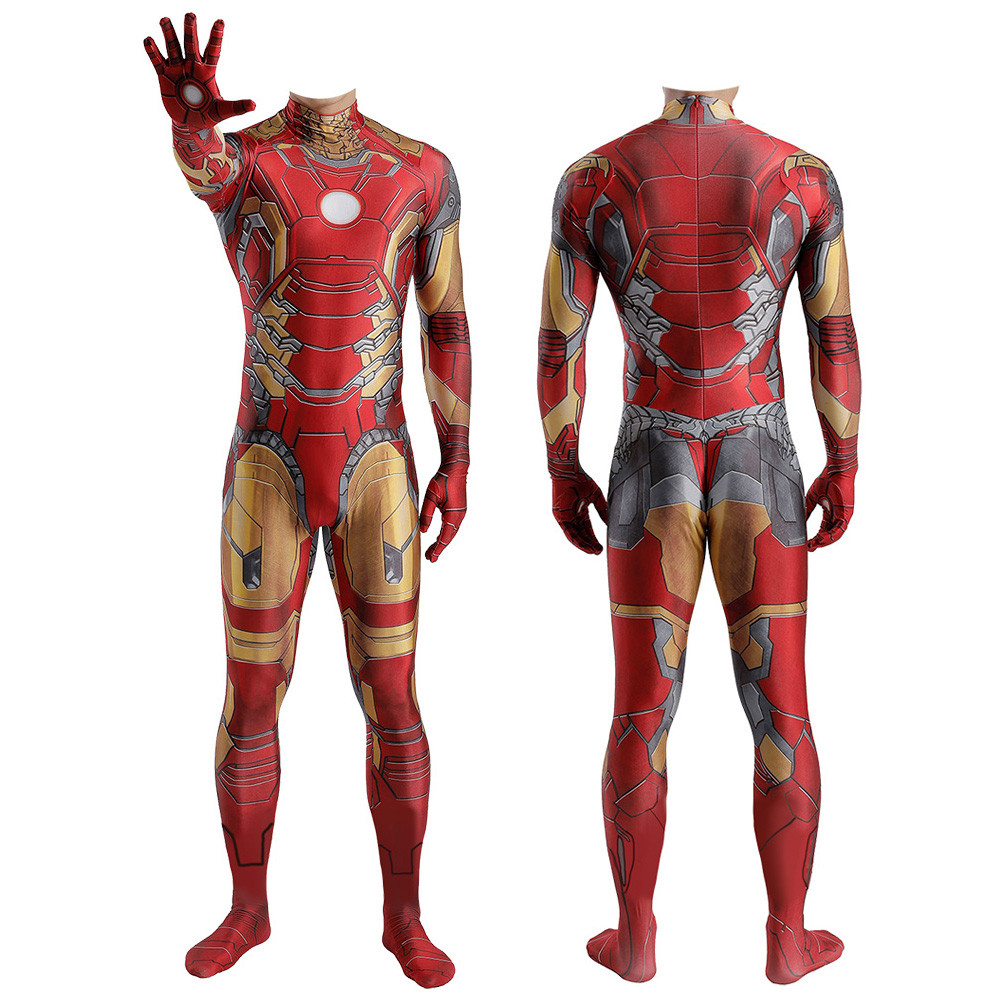 Men Iron Man Costume The Avengers Tony Stark Jumpsuit Adults Kids Takerlama